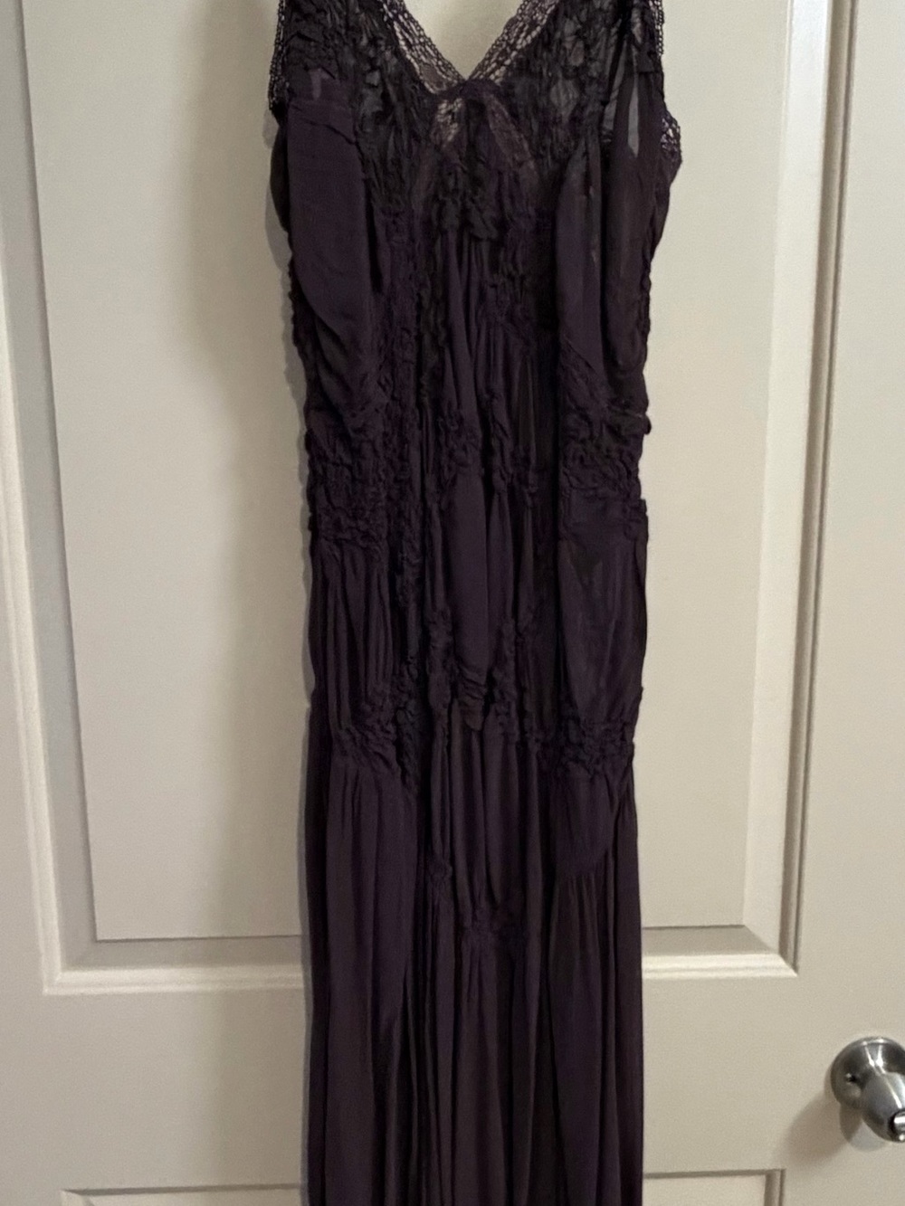 Zara Deep Plum Lace-Trim Maxi Dress